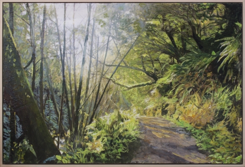 Point Reyes Trail by Connor McManus | Gel transfer and acrylic on birch panel Point Reyes Trail